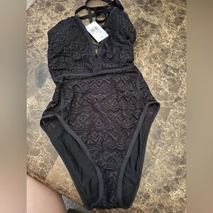 Black Lace One-Piece Swimsuit